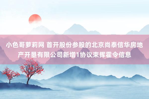 小色哥萝莉网 首开股份参股的北京尚泰信华房地产开垦有限公司新增1协议束挥霍令信息