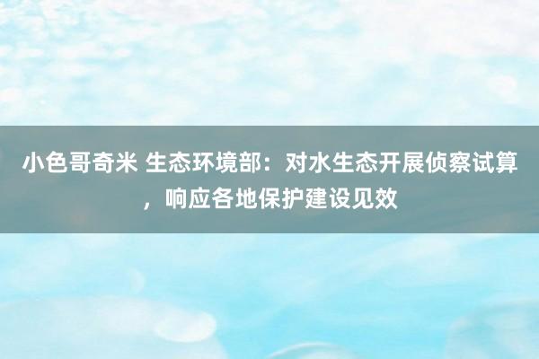 小色哥奇米 生态环境部：对水生态开展侦察试算，响应各地保护建设见效