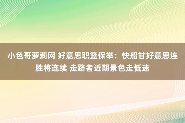 小色哥萝莉网 好意思职篮保举：快船甘好意思连胜将连续 走路者近期景色走低迷