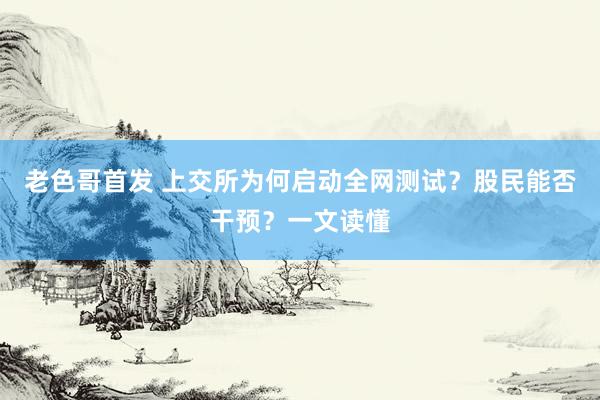 老色哥首发 上交所为何启动全网测试？股民能否干预？一文读懂