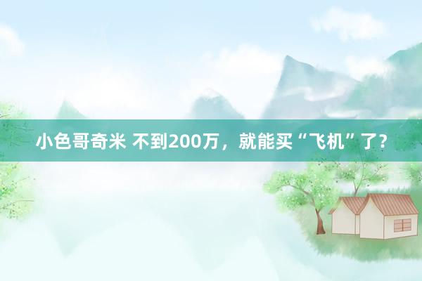 小色哥奇米 不到200万，就能买“飞机”了？