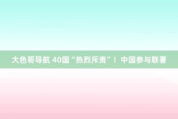 大色哥导航 40国“热烈斥责”！中国参与联署