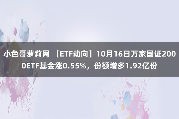 小色哥萝莉网 【ETF动向】10月16日万家国证2000ETF基金涨0.55%，份额增多1.92亿份