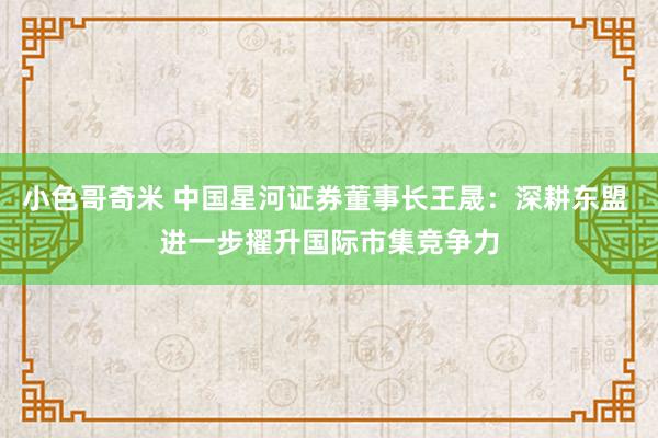 小色哥奇米 中国星河证券董事长王晟：深耕东盟 进一步擢升国际市集竞争力