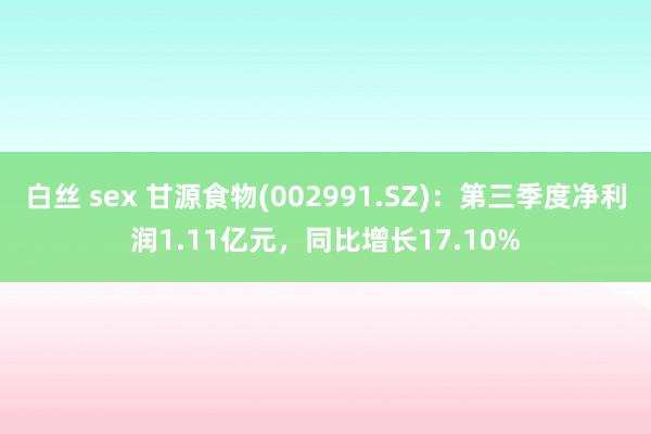 白丝 sex 甘源食物(002991.SZ)：第三季度净利润1.11亿元，同比增长17.10%