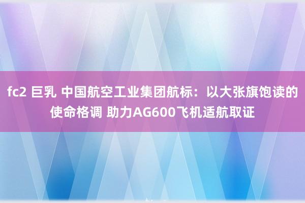 fc2 巨乳 中国航空工业集团航标：以大张旗饱读的使命格调 助力AG600飞机适航取证