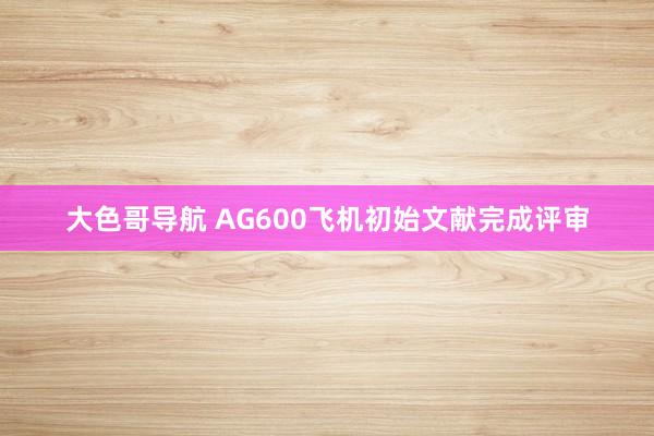 大色哥导航 AG600飞机初始文献完成评审