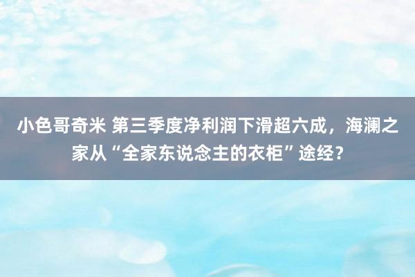 小色哥奇米 第三季度净利润下滑超六成，海澜之家从“全家东说念主的衣柜”途经？