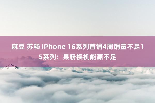 麻豆 苏畅 iPhone 16系列首销4周销量不足15系列：果粉换机能源不足