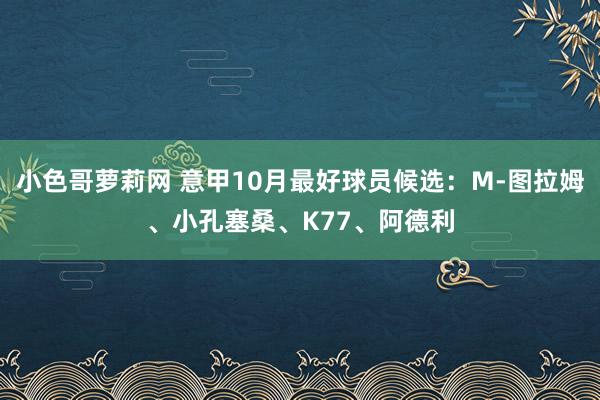 小色哥萝莉网 意甲10月最好球员候选：M-图拉姆、小孔塞桑、K77、阿德利