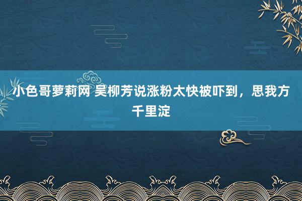 小色哥萝莉网 吴柳芳说涨粉太快被吓到，思我方千里淀