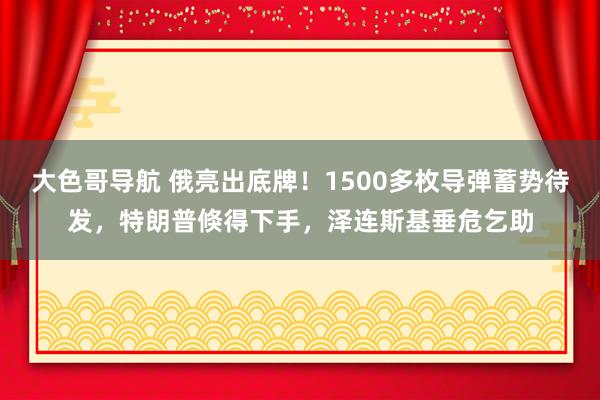 大色哥导航 俄亮出底牌！1500多枚导弹蓄势待发，特朗普倏得下手，泽连斯基垂危乞助