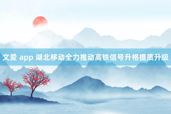 文爱 app 湖北移动全力推动高铁信号升格提质升级