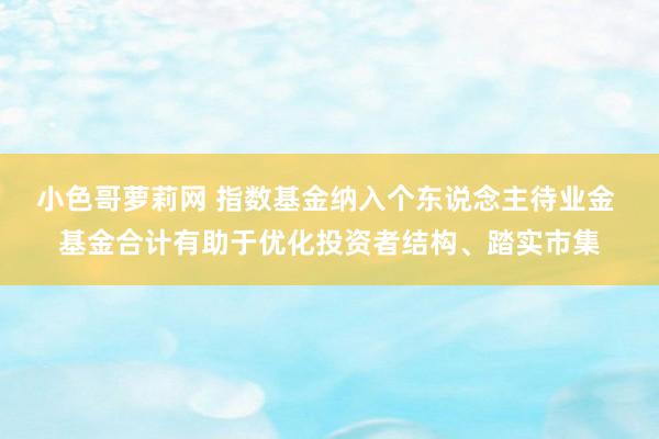 小色哥萝莉网 指数基金纳入个东说念主待业金 基金合计有助于优化投资者结构、踏实市集