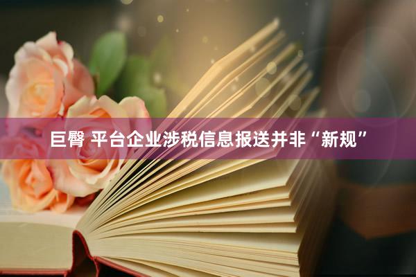 巨臀 平台企业涉税信息报送并非“新规”