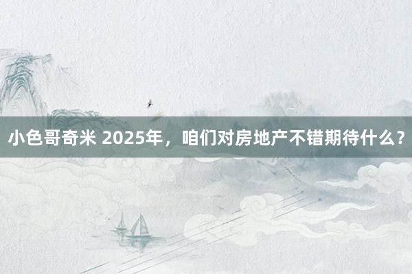 小色哥奇米 2025年，咱们对房地产不错期待什么？