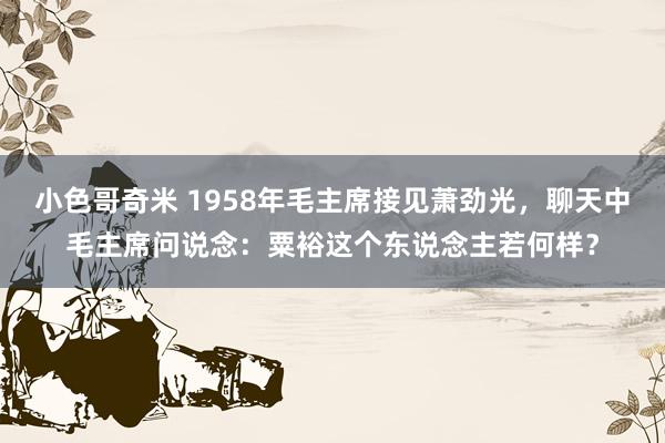 小色哥奇米 1958年毛主席接见萧劲光，聊天中毛主席问说念：粟裕这个东说念主若何样？