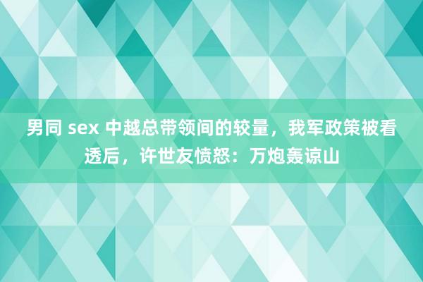 男同 sex 中越总带领间的较量，我军政策被看透后，许世友愤怒：万炮轰谅山