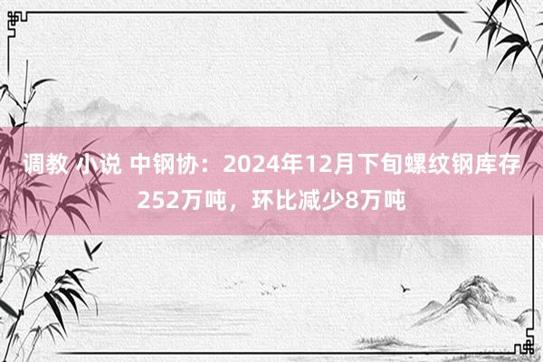 调教 小说 中钢协：2024年12月下旬螺纹钢库存252万吨，环比减少8万吨