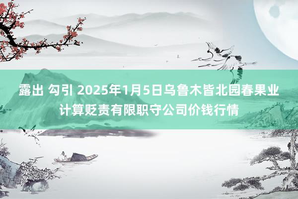 露出 勾引 2025年1月5日乌鲁木皆北园春果业计算贬责有限职守公司价钱行情