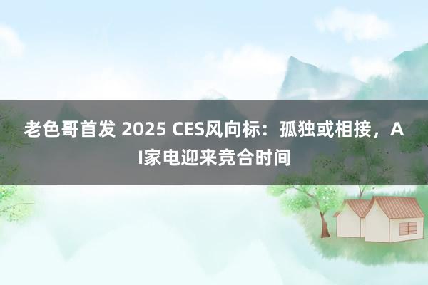 老色哥首发 2025 CES风向标：孤独或相接，AI家电迎来竞合时间