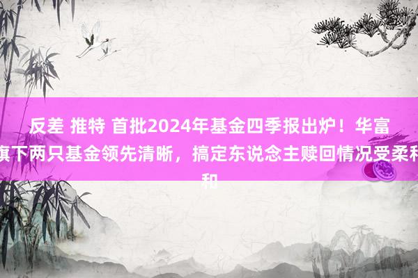 反差 推特 首批2024年基金四季报出炉！华富旗下两只基金领先清晰，搞定东说念主赎回情况受柔和